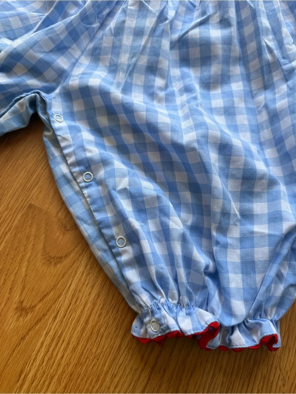Shrimp & Grits Kids Smocked Blue Gingham One-Piece Romper 18 Months